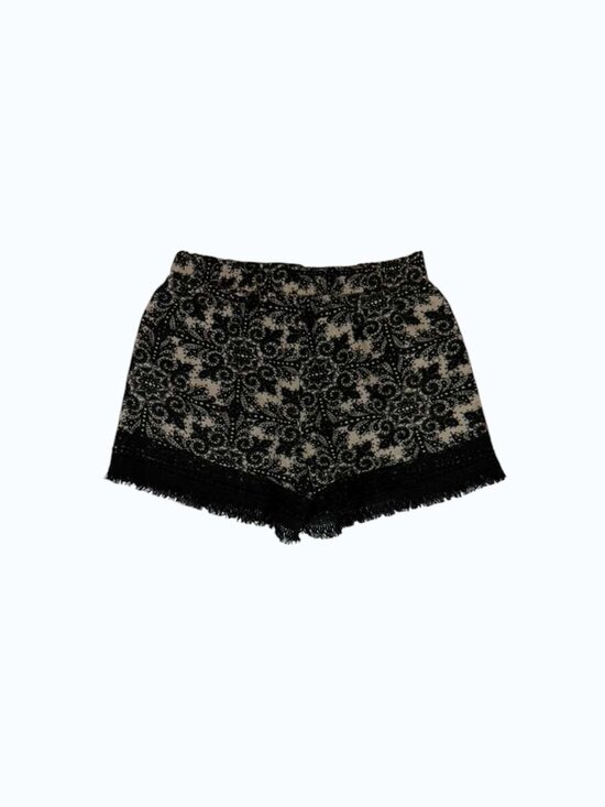 Aakewei Pants - Aakewei Floral Lace Fringe Shorts Size XL Black Beige Boho. Black Beige Nylon.